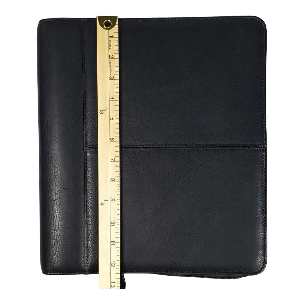 Franklin Covey 7-Ring Black Leather Front Binder Zip Around Planner Organizer